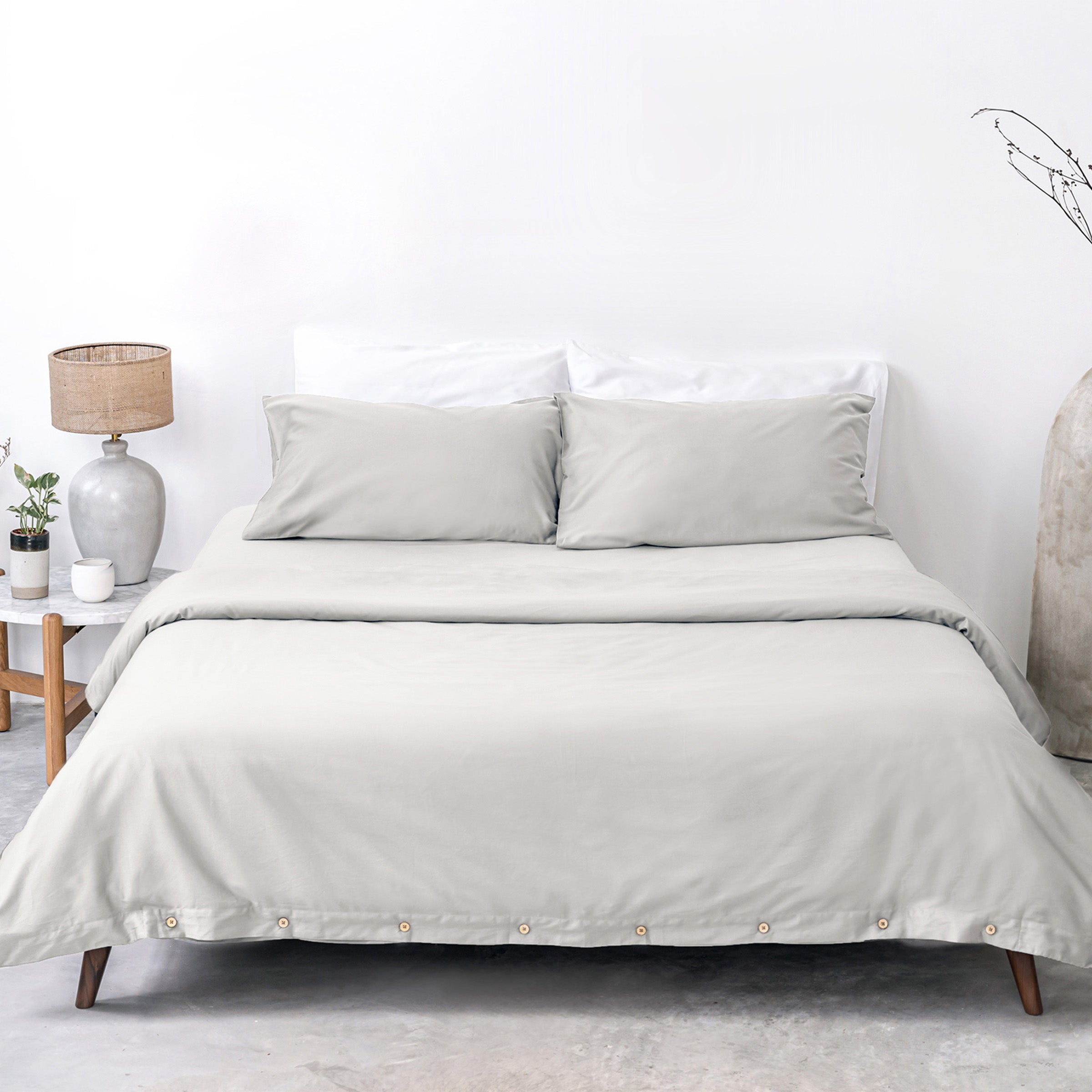 Cloud Light Grey Organic Cotton Duvet Set Organic Cotton by SOJAO_front Shot