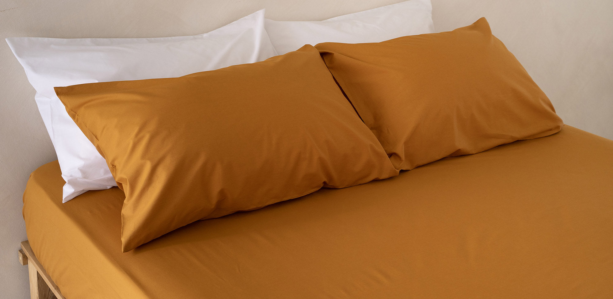 crisp-percale-mustard-yellow-fitted-sheet-and-pillow-case-pair-by-sojao