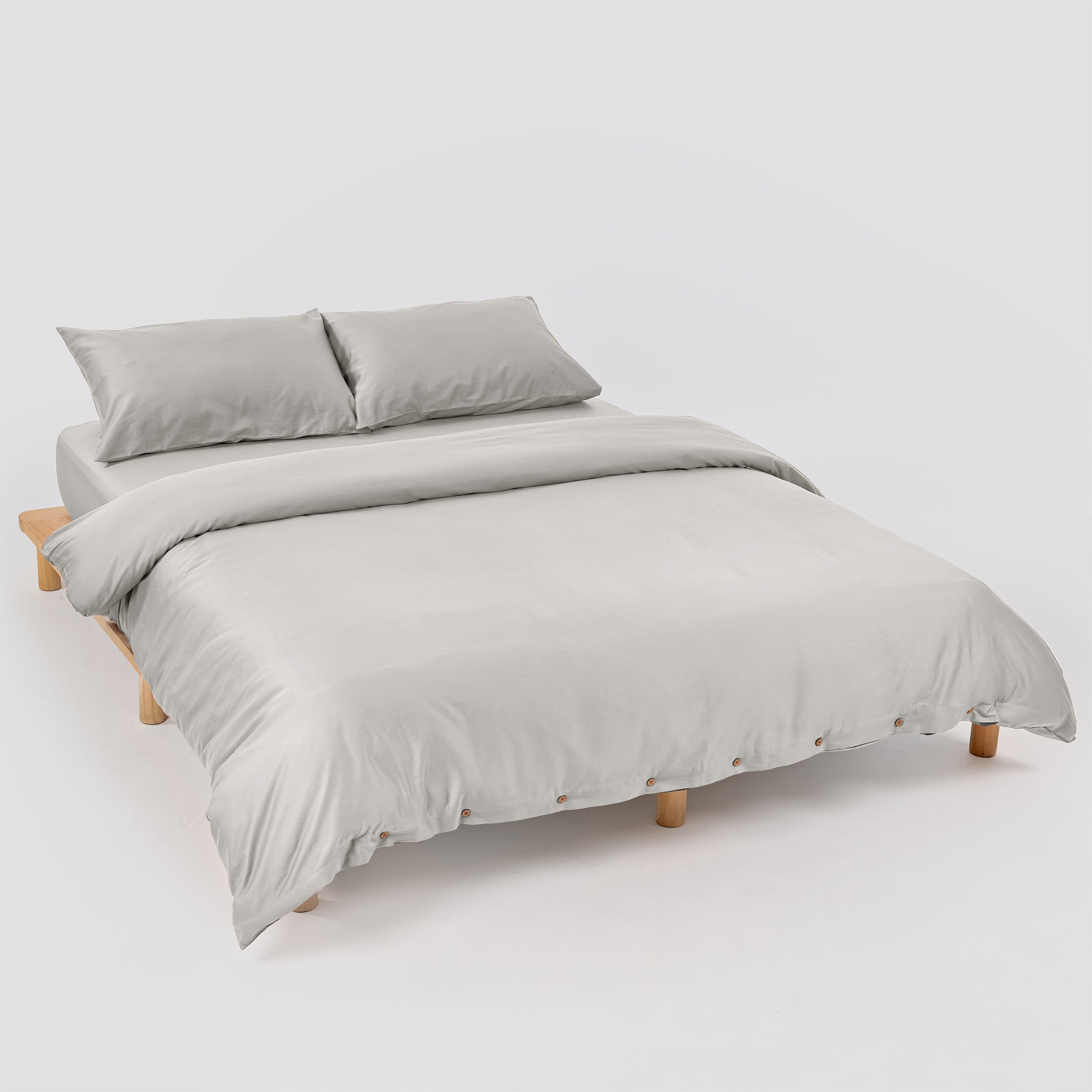 Cloud Light Grey Organic Cotton Duvet Set Organic Cotton by SOJAO_Side Shot