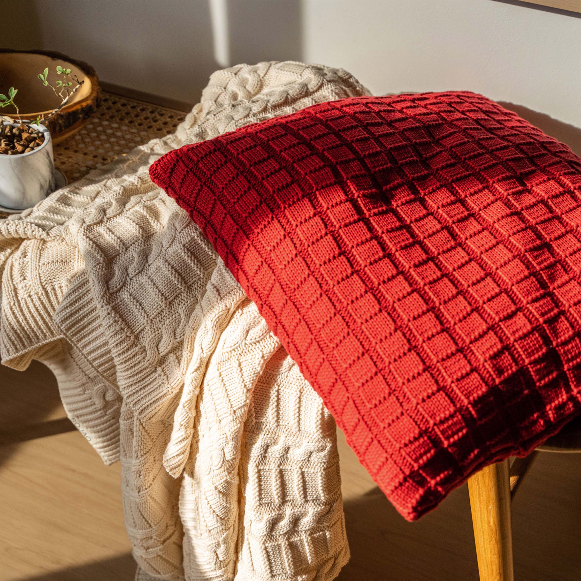 organic-cotton-checkered-rib-cushion-cover-in-ruby-colour-by-sojao