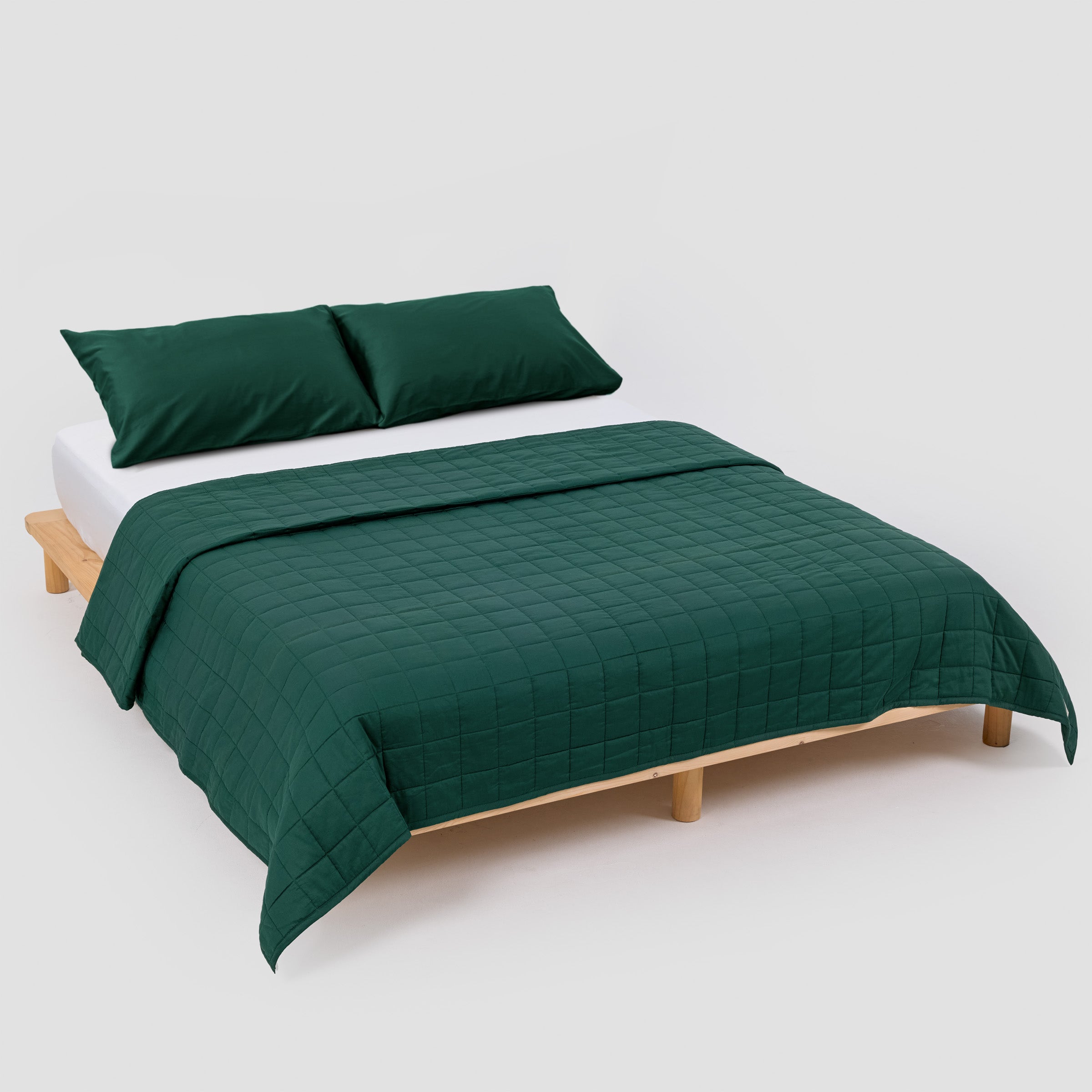 Classic Forest Green Quilt Set Organic Cotton By SOJAO