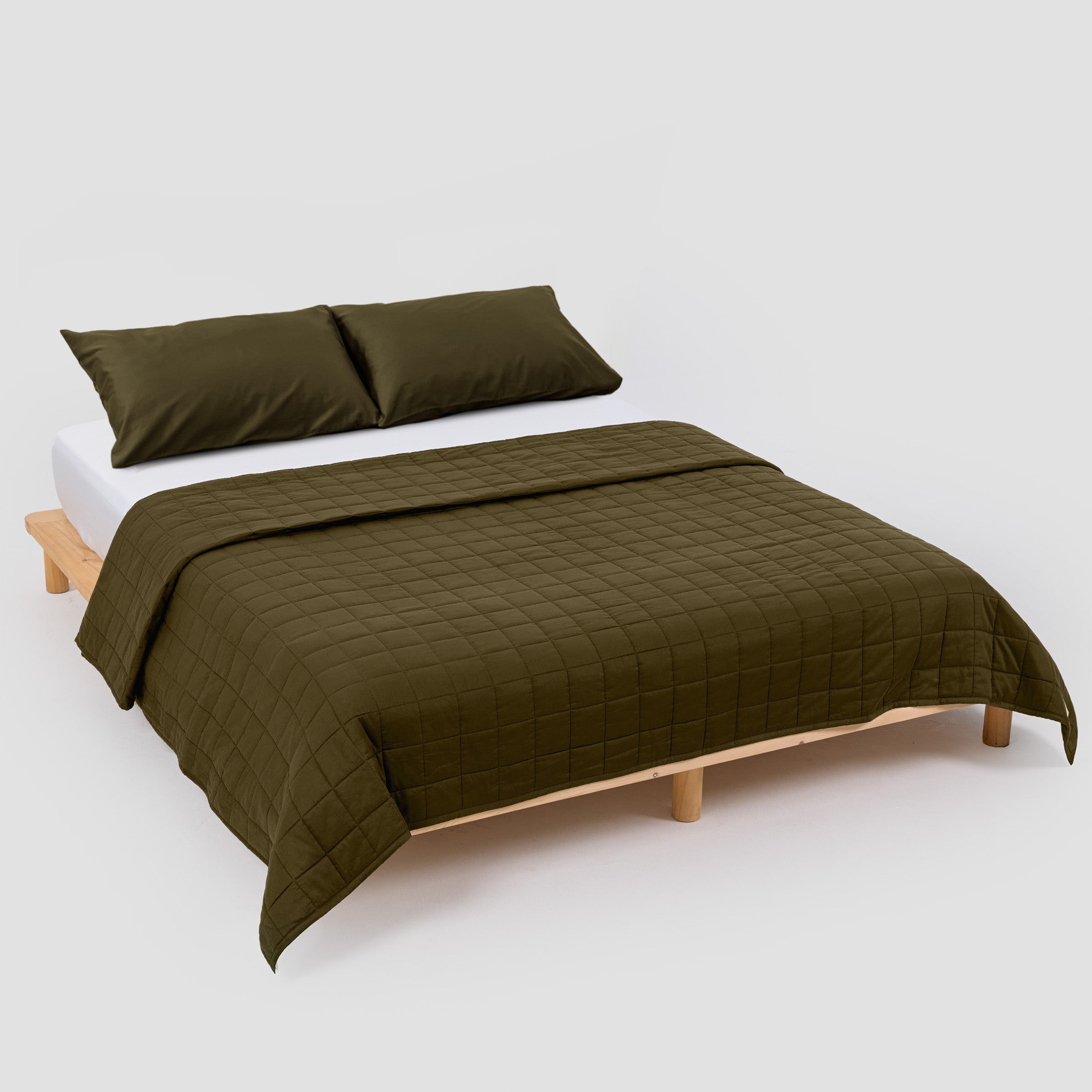 Classic Moss Green Quilt Set Organic Cotton By SOJAO