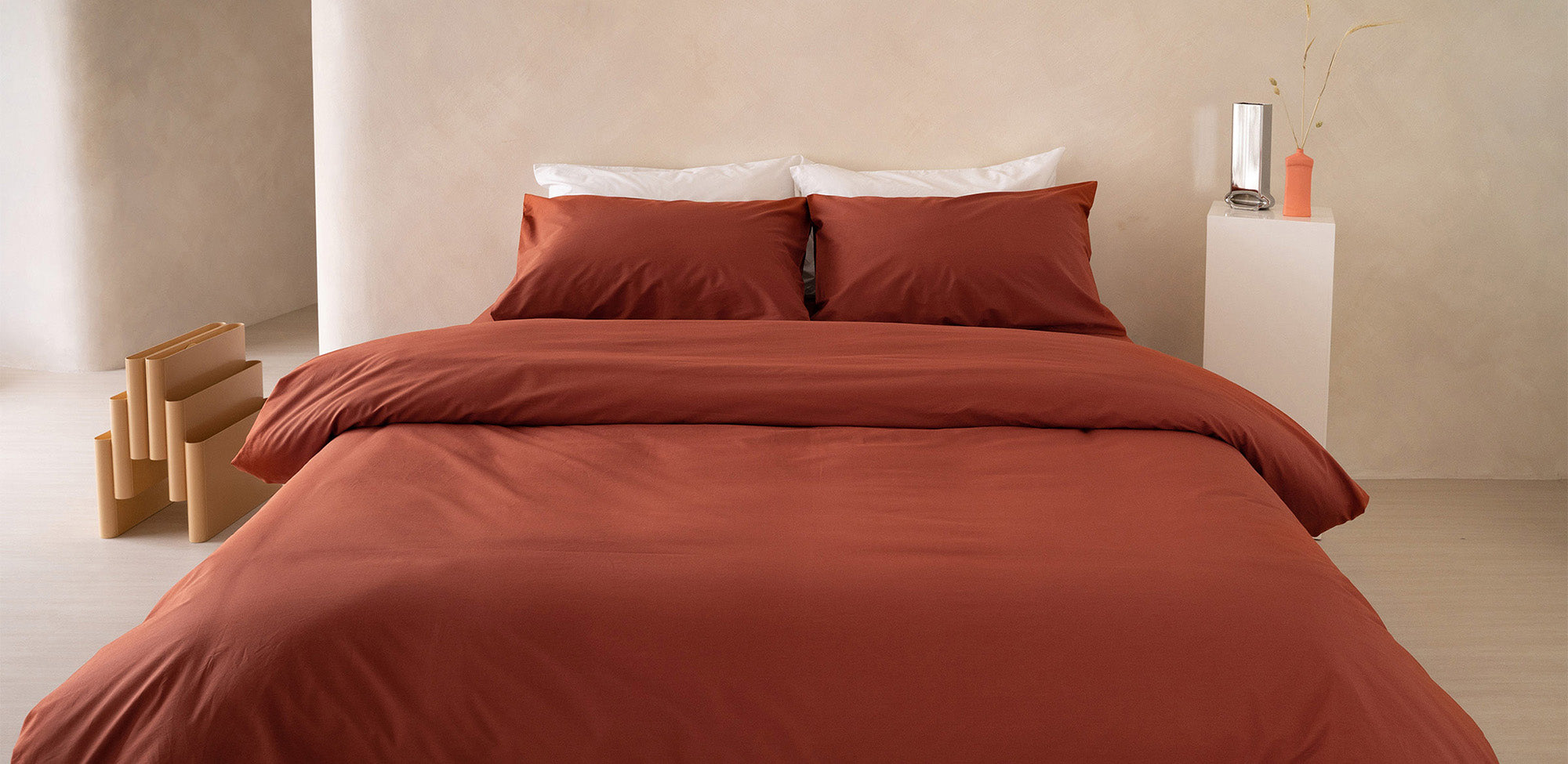 crisp-percale-clay-brown-duvet-cover-fitted-sheet-and-pillow-case-pair-by-sojao