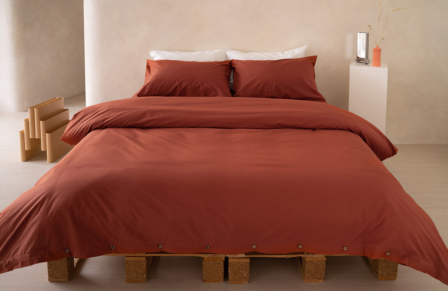 crisp-percale-clay-brown-duvet-cover-fitted-sheet-and-pillow-case-pair-by-sojao