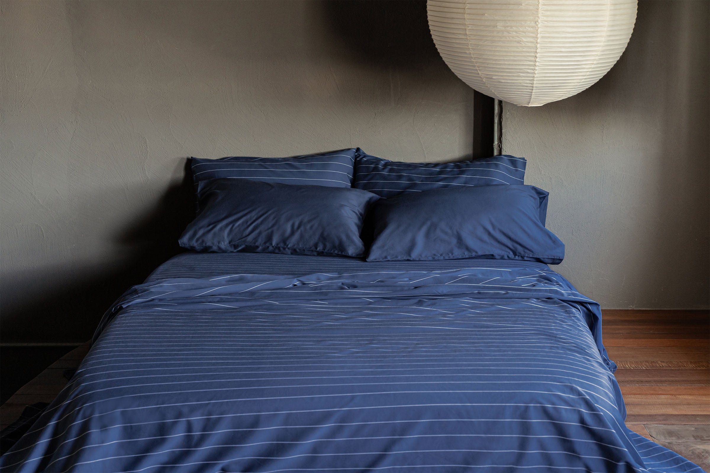 Classic Navy Pinstripes Flat Sheet