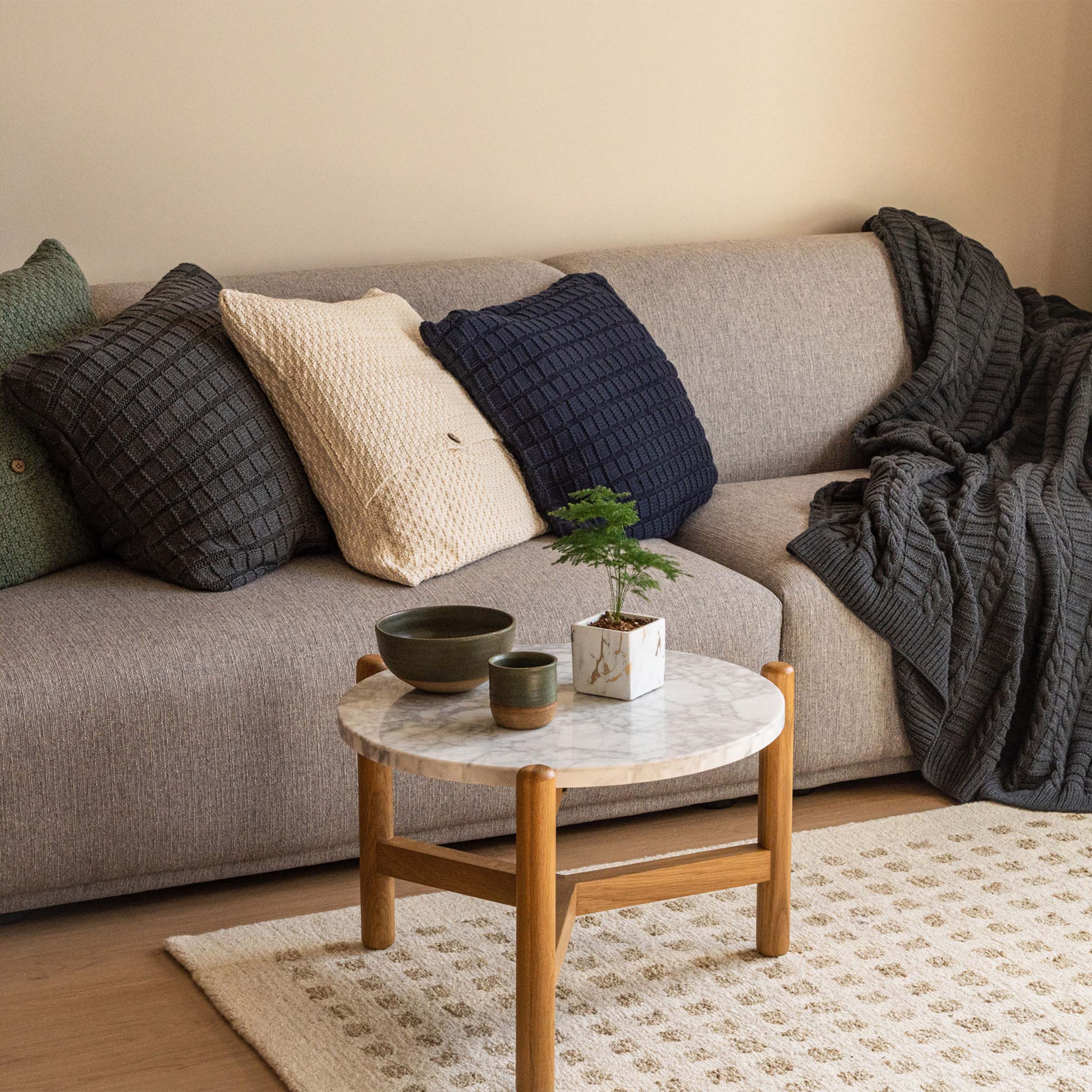 organic-cotton-checkered-rib-cushion-cover-navy-stone-on-a-sofa-in-multi-variants-colour-by-sojao