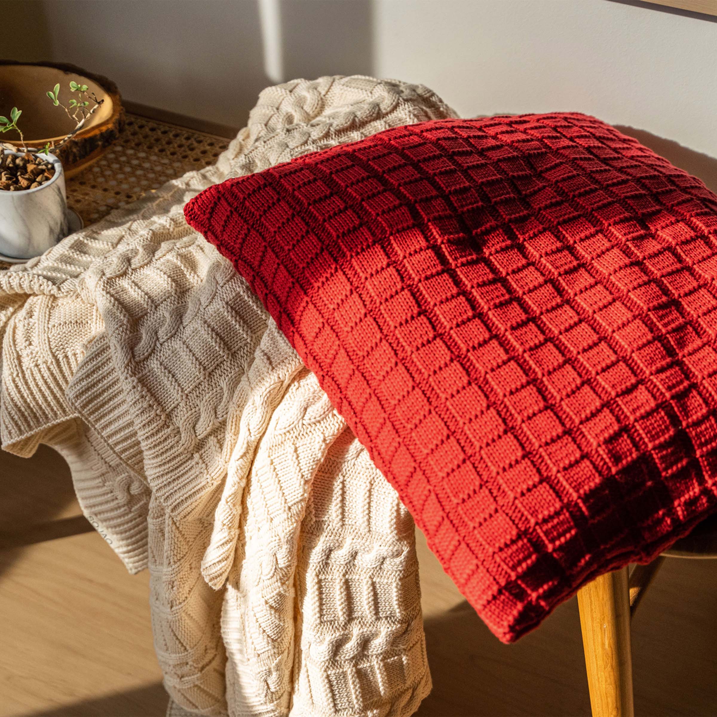 organic-cotton-checkered-rib-cushion-cover-in-ruby-colour-by-sojao