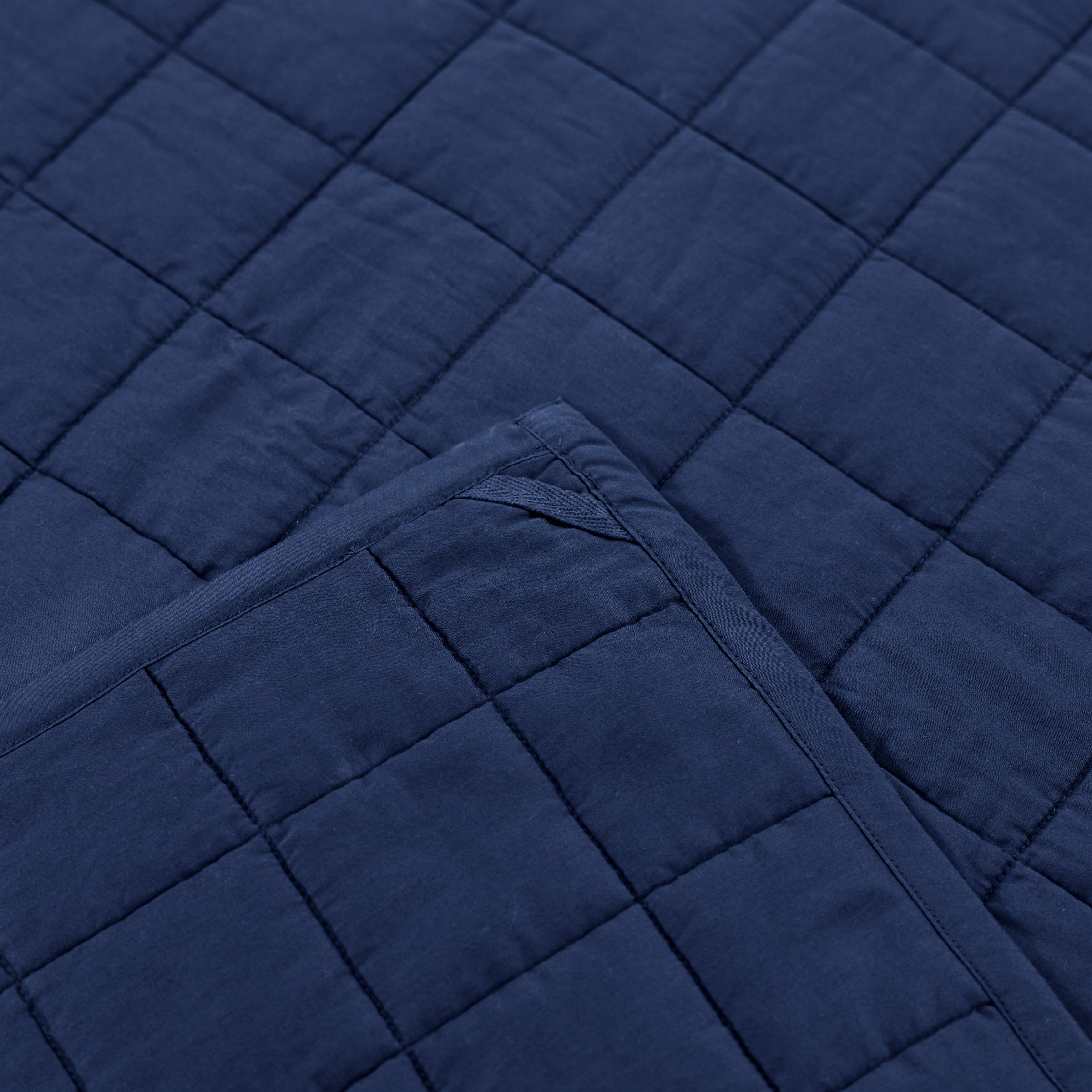 organic-cotton-quilt-in-navy-colour-corner-loop-detail-by-sojao