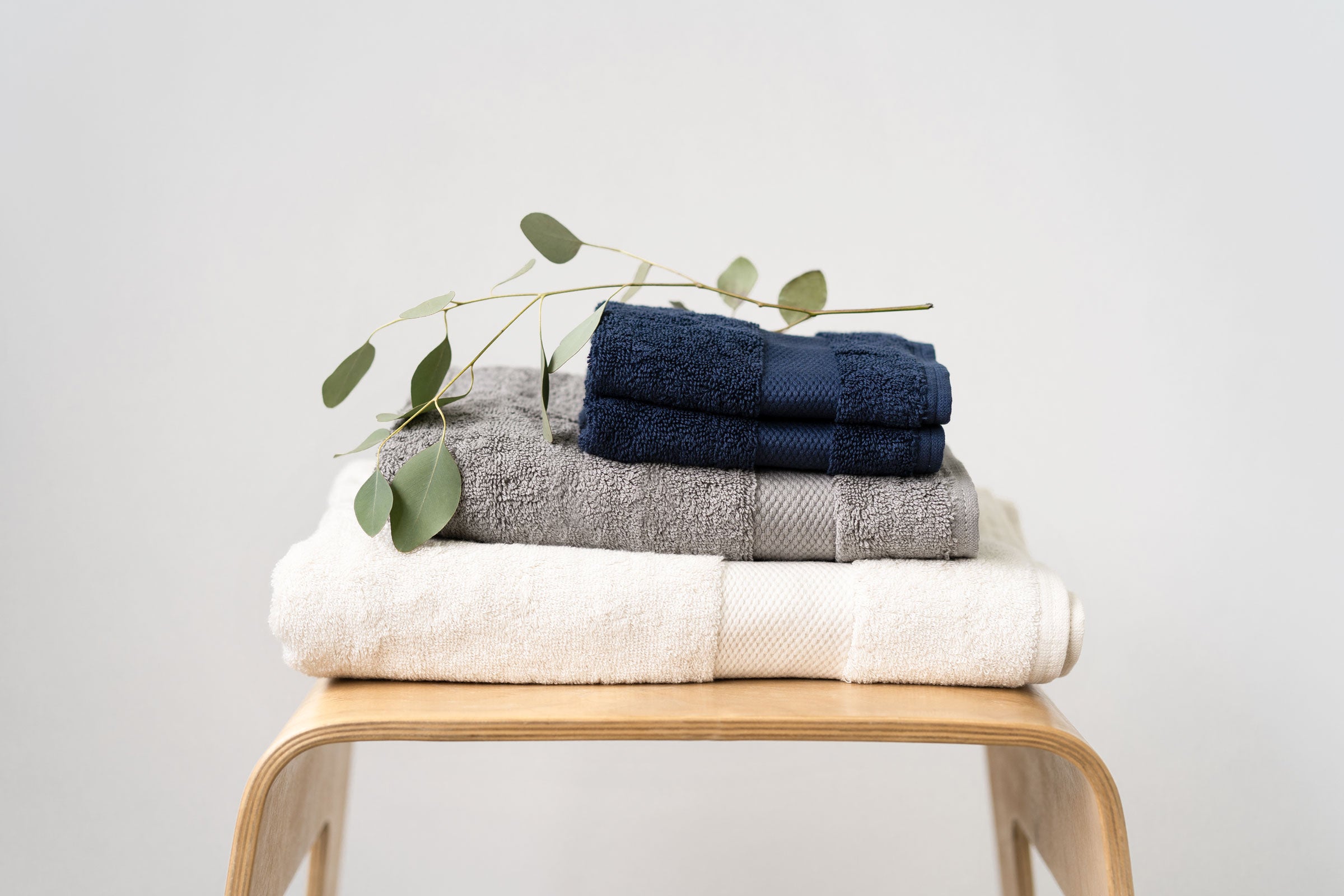 sojao organic cotton towel bundle natural undyed bath towel stone grey hand towel navy blue face towels