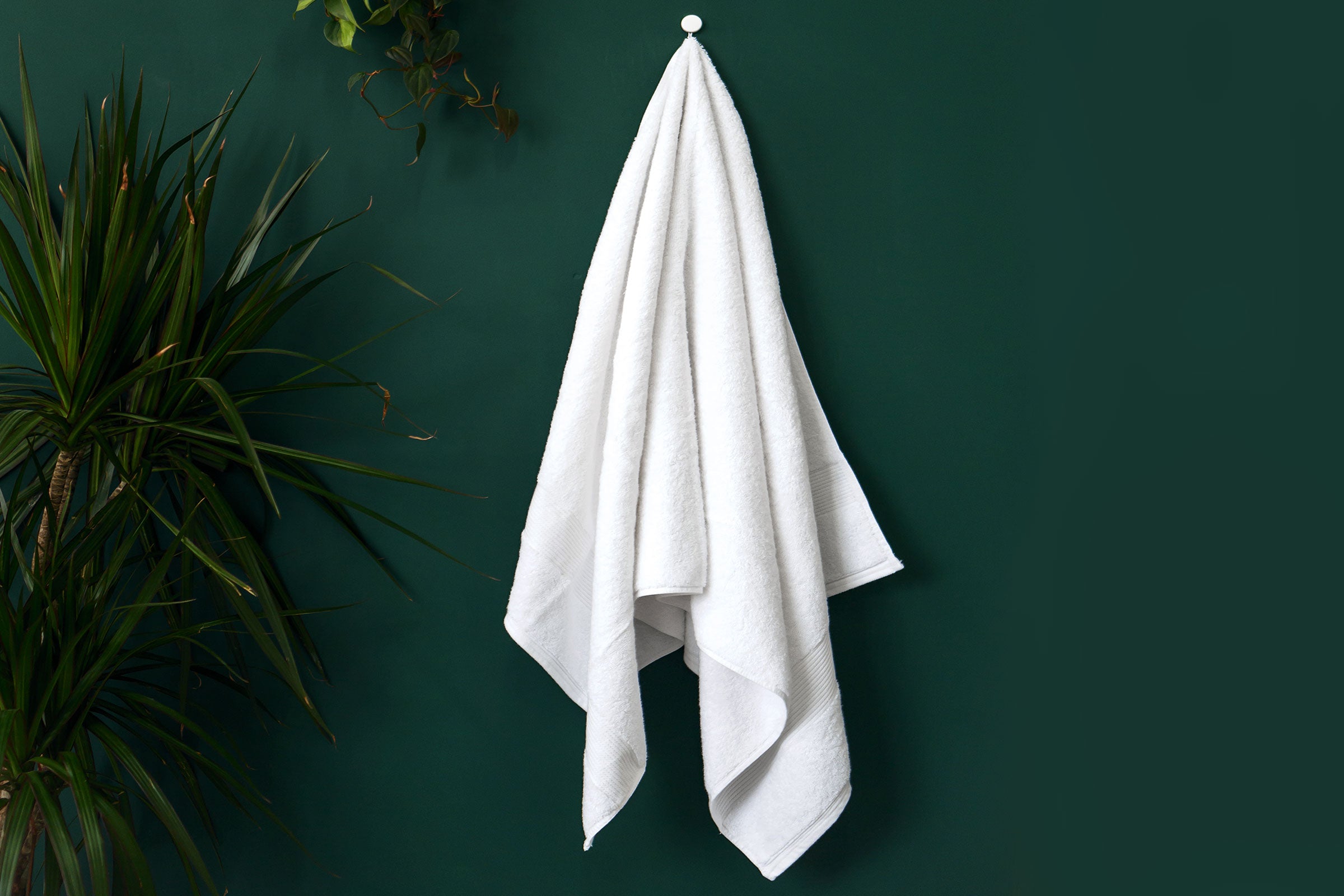 Green and white online towels